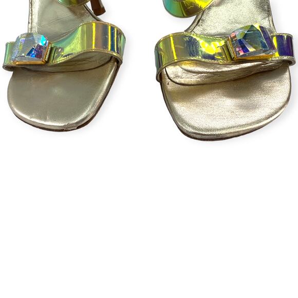 Stuart Weizman | 7 | Metallic Translucent Rose Gold High Heeled Sandal Pump - Picture 5 of 7